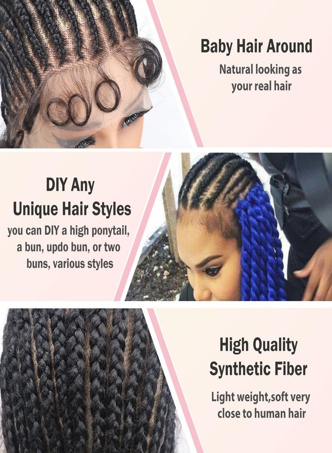 lumeng DIY Cornrow Box Short Braided Wigs for Black Women On-Trend Knotless Hand Tied HD Full Lace Boho Braid Wig with Baby Hair Premium Synthetic African American 9’’ Seamless Blending Unique Look - Image 4